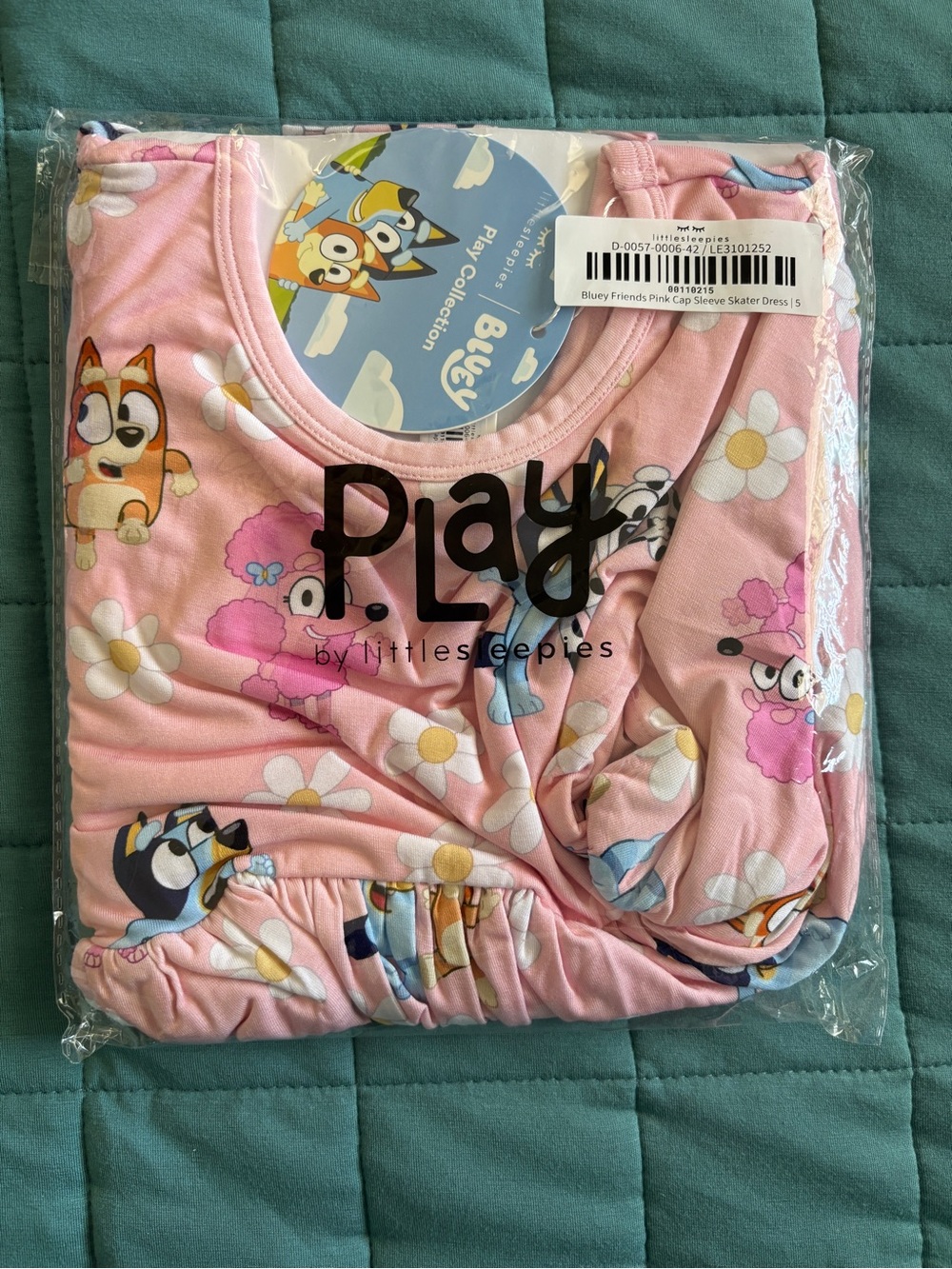 Little Sleepies Pink Bluey Friends Kids Skater Dress - Pink 5